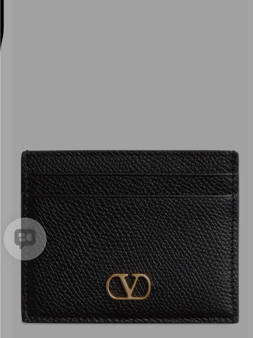 Valentino Garavani Black Leather Card Sleeve with Gold Logo. 

(251) 533-7021